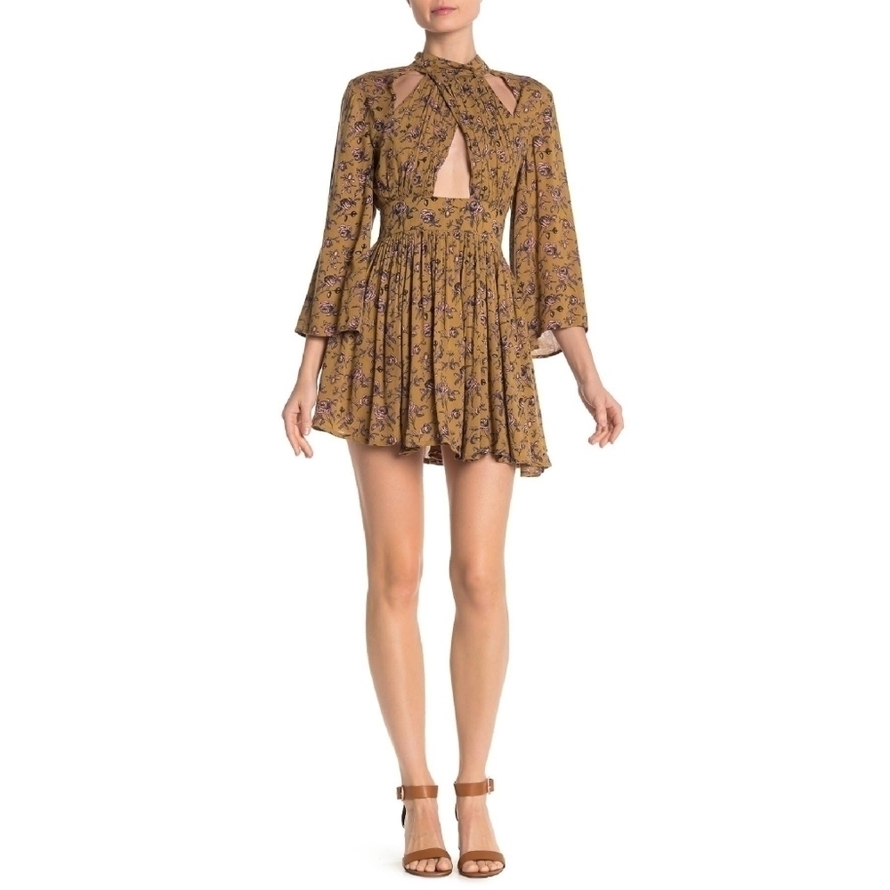 Raga Sofia Floral Print Cutout Dress Women's XS Fairy Forest
